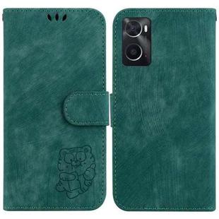 For Realme 9i / OPPO A76 4G / A36 Little Tiger Embossed Leather Phone Case(Green)