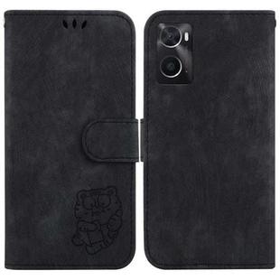 For Realme 9i / OPPO A76 4G / A36 Little Tiger Embossed Leather Phone Case(Black)