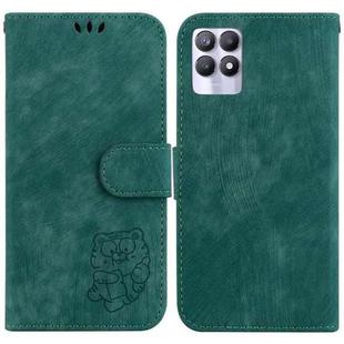 For Realme 8i Little Tiger Embossed Leather Phone Case(Green)