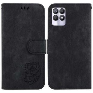 For Realme 8i Little Tiger Embossed Leather Phone Case(Black)