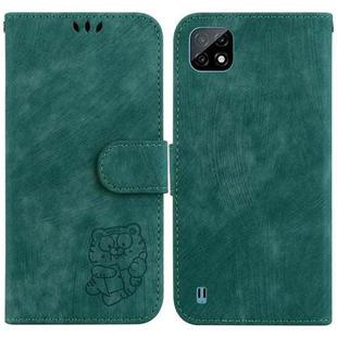 For Realme C20 / C11 2021 Little Tiger Embossed Leather Phone Case(Green)