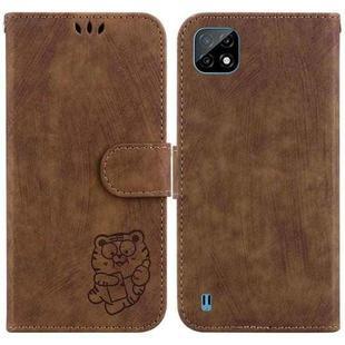 For Realme C20 / C11 2021 Little Tiger Embossed Leather Phone Case(Brown)