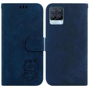 For Realme 8 / 8 Pro Little Tiger Embossed Leather Phone Case(Dark Blue)