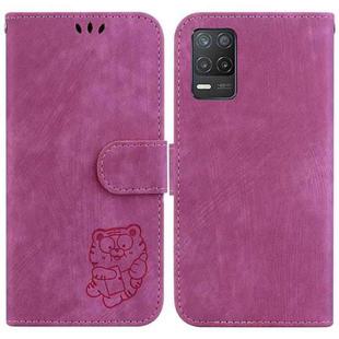 For Realme 8 5G Global / V13 5G Little Tiger Embossed Leather Phone Case(Rose Red)