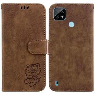 For Realme C21 Little Tiger Embossed Leather Phone Case(Brown)
