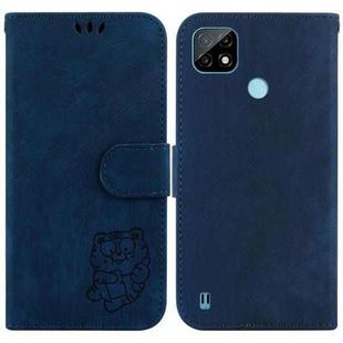 For Realme C21 Little Tiger Embossed Leather Phone Case(Dark Blue)