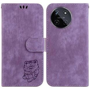 For Realme 11 4G Global Little Tiger Embossed Leather Phone Case(Purple)