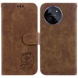 For Realme 11 4G Global Little Tiger Embossed Leather Phone Case(Brown)