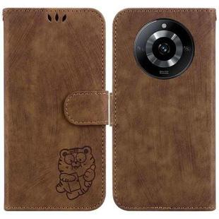 For Realme 11 5G/Narzo 60 India Version Little Tiger Embossed Leather Phone Case(Brown)