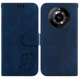For Realme 11 5G/Narzo 60 India Version Little Tiger Embossed Leather Phone Case(Dark Blue)