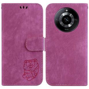 For Realme 11 5G/Narzo 60 India Version Little Tiger Embossed Leather Phone Case(Rose Red)
