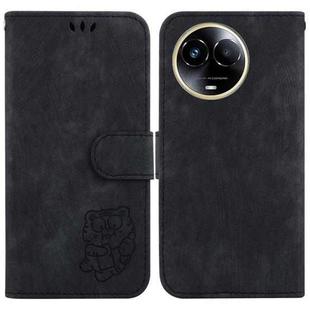 For Realme 11 5G Global Little Tiger Embossed Leather Phone Case(Black)