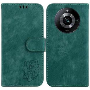 For Realme 11 Pro / 11 Pro+ / Narzo 60 Pro Little Tiger Embossed Leather Phone Case(Green)