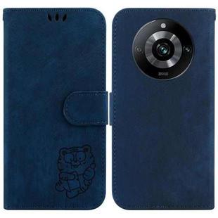 For Realme 11 Pro / 11 Pro+ / Narzo 60 Pro Little Tiger Embossed Leather Phone Case(Dark Blue)