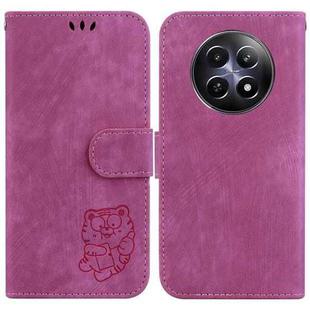 For Realme 12 5G Little Tiger Embossed Leather Phone Case(Rose Red)