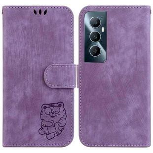 For Realme C65 4G Little Tiger Embossed Leather Phone Case(Purple)