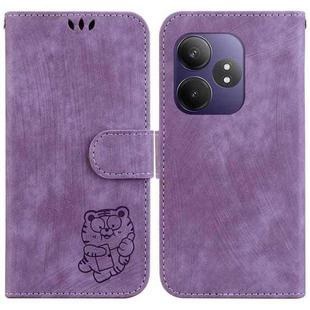 For Realme GT 6 / GT 6T / GT Neo6 Little Tiger Embossed Leather Phone Case(Purple)