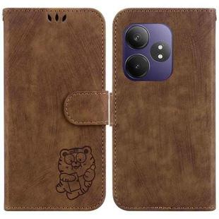 For Realme GT 6 / GT 6T / GT Neo6 Little Tiger Embossed Leather Phone Case(Brown)