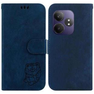 For Realme GT 6 / GT 6T / GT Neo6 Little Tiger Embossed Leather Phone Case(Dark Blue)