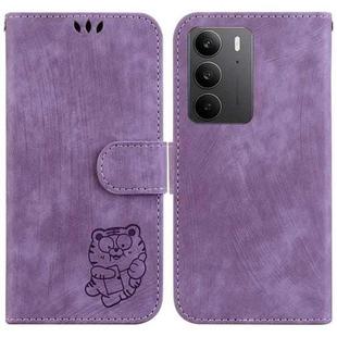 For Realme C75 Little Tiger Embossed Leather Phone Case(Purple)