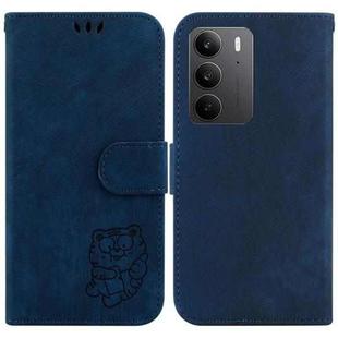 For Realme C75 Little Tiger Embossed Leather Phone Case(Dark Blue)