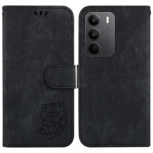 For Realme C75 Little Tiger Embossed Leather Phone Case(Black)