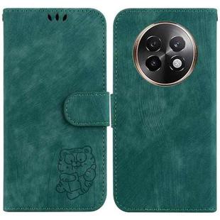 For Realme 13+ Global Little Tiger Embossed Leather Phone Case(Green)