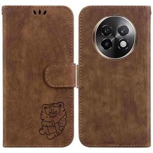 For Realme 13+ Global Little Tiger Embossed Leather Phone Case(Brown)