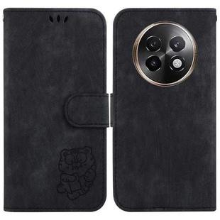 For Realme 13+ Global Little Tiger Embossed Leather Phone Case(Black)