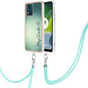 For Motorola Moto E13 Electroplating Dual-side IMD Phone Case with Lanyard(Smile)
