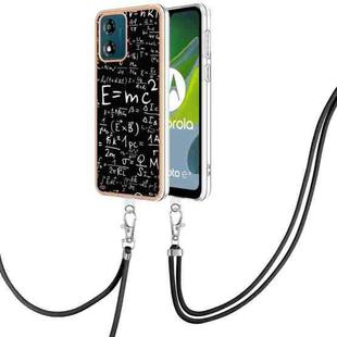 For Motorola Moto E13 Electroplating Dual-side IMD Phone Case with Lanyard(Equation)