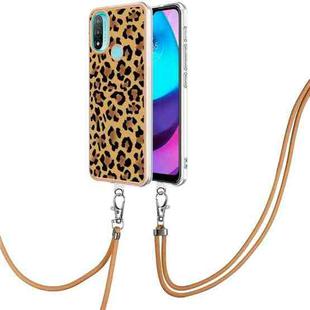 For Motorola Moto E20 / E30 / E40 Electroplating Dual-side IMD Phone Case with Lanyard(Leopard Print)