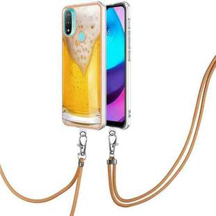For Motorola Moto E20 / E30 / E40 Electroplating Dual-side IMD Phone Case with Lanyard(Draft Beer)