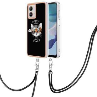 For Motorola Moto G53 / G13 / G23 Electroplating Dual-side IMD Phone Case with Lanyard(Natural Growth)