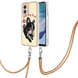 For Motorola Moto G53 / G13 / G23 Electroplating Dual-side IMD Phone Case with Lanyard(Lucky Dog)