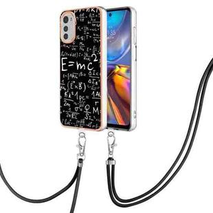 For Motorola Moto E32 4G/E32s Electroplating Dual-side IMD Phone Case with Lanyard(Equation)