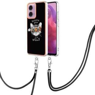 For Motorola Moto G04 4G / G24 4G Electroplating Dual-side IMD Phone Case with Lanyard(Natural Growth)