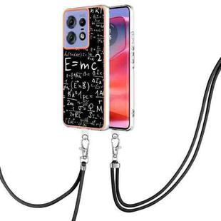 For Motorola Edge 50 Pro Electroplating Dual-side IMD Phone Case with Lanyard(Equation)