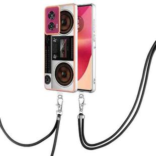 For Motorola Edge 50 Fusion Electroplating Dual-side IMD Phone Case with Lanyard(Retro Radio)