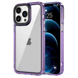 For iPhone 12 Pro Max Transparent Acrylic + TPU Shockproof Phone Case(Transparent Purple)