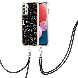 For Samsung Galaxy A13 4G Electroplating Dual-side IMD Phone Case with Lanyard(Equation)