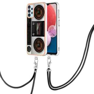 For Samsung Galaxy A13 4G Electroplating Dual-side IMD Phone Case with Lanyard(Retro Radio)