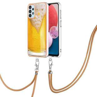 For Samsung Galaxy A13 4G Electroplating Dual-side IMD Phone Case with Lanyard(Draft Beer)