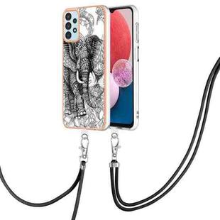 For Samsung Galaxy A14 5G / 4G Electroplating Dual-side IMD Phone Case with Lanyard(Totem Elephant)