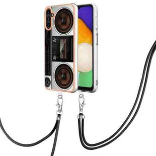 For Samsung Galaxy A33 5G Electroplating Dual-side IMD Phone Case with Lanyard(Retro Radio)