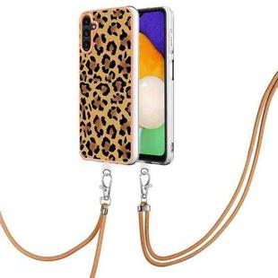For Samsung Galaxy A53 5G Electroplating Dual-side IMD Phone Case with Lanyard(Leopard Print)