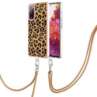 For Samsung Galaxy S20 FE 5G / 4G Electroplating Dual-side IMD Phone Case with Lanyard(Leopard Print)