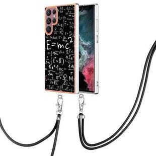 For Samsung Galaxy S22 Ultra 5G Electroplating Dual-side IMD Phone Case with Lanyard(Equation)