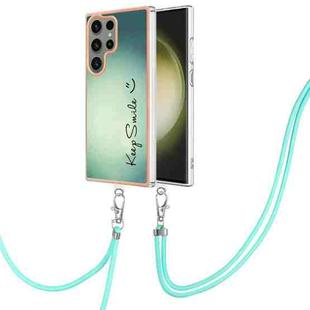 For Samsung Galaxy S23 Ultra 5G Electroplating Dual-side IMD Phone Case with Lanyard(Smile)