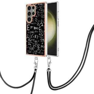 For Samsung Galaxy S23 Ultra 5G Electroplating Dual-side IMD Phone Case with Lanyard(Equation)